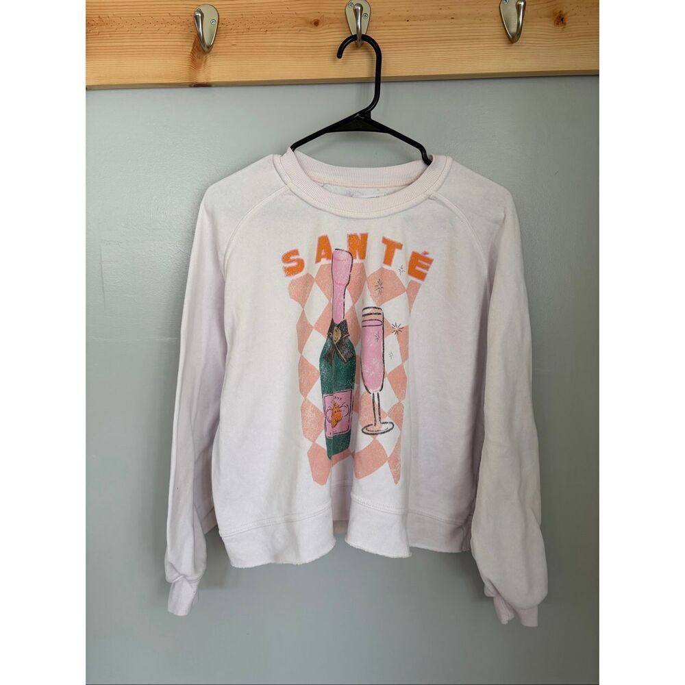 Grayson Threads Santé Champagne Graphic Boxy Crewneck Sweatshirt Bridal Size M